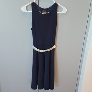 Un Deux Trois Navy Dress with Gold Accent